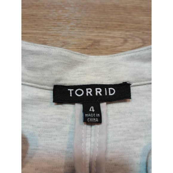 Torrid Blazer Jacket Womens Sz 4 Plus Open Front Gray Cut Away Unlined Button * - Picture 5 of 11